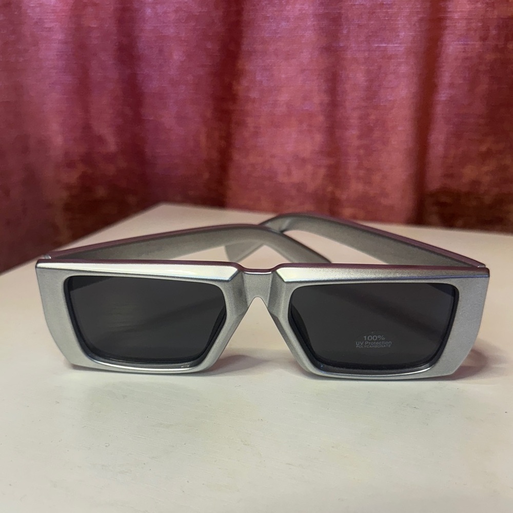 Silver Rectangular Sunglasses